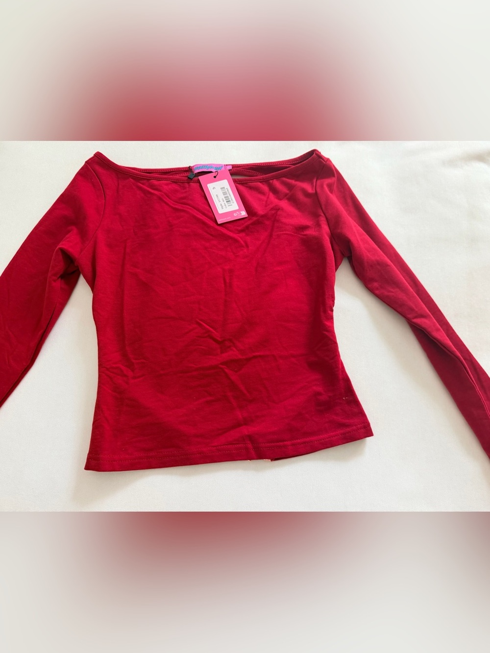 Backless Bold Red Women's Top with Tag - Solid Red